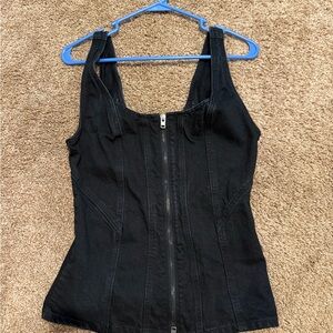 Universal Thread Black Zipper Front denim top